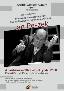 Kłodzko Wydarzenie Spektakl JAN PESZEK "Scenariusz dla nieistniejącego lecz możliwego aktora instrumentalnego"